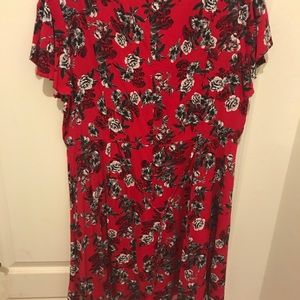Red flowery skater dress size 2